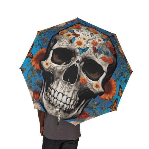 Floral Skull Umbrella - Picture 1 of 4